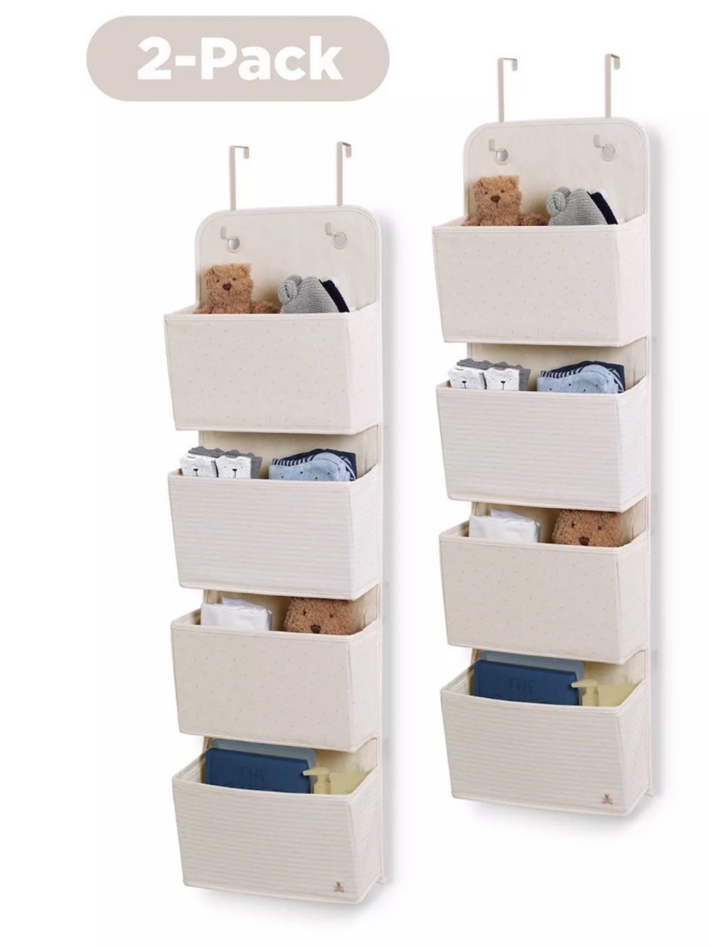 Baby Gap Over-the-Door 4-Tier Hanging Storage Organizer - Cream (2-Pack)